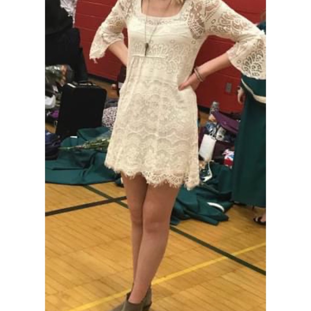 Free People, XS cream, lace, BOHO dress